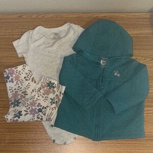 Carter's Teal Hoodie and Floral Leggings Set
